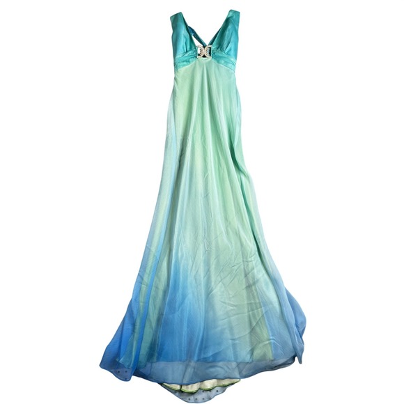Cache Dress Vintage Y2K Maxi Prom Cruise Resort Fairy Whimiscal Ombre Dress Sz 2 - Picture 2 of 11
